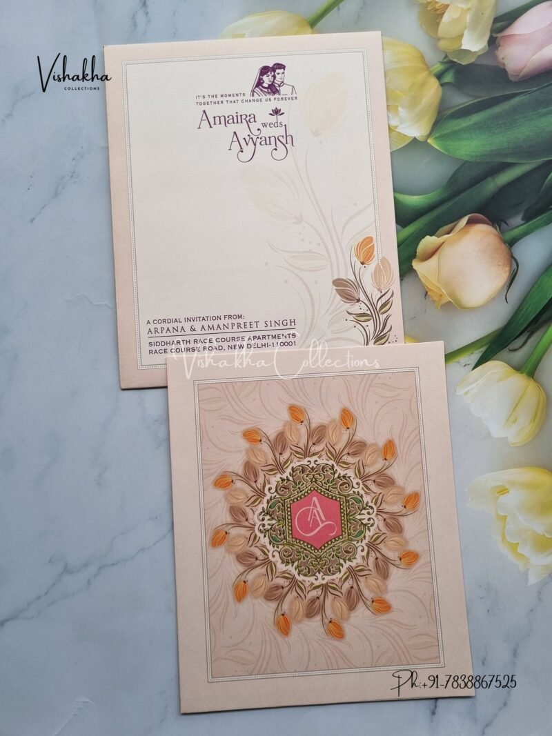 Flower Hindu Muslim Christian Sikh invitation Cards EJ-4216