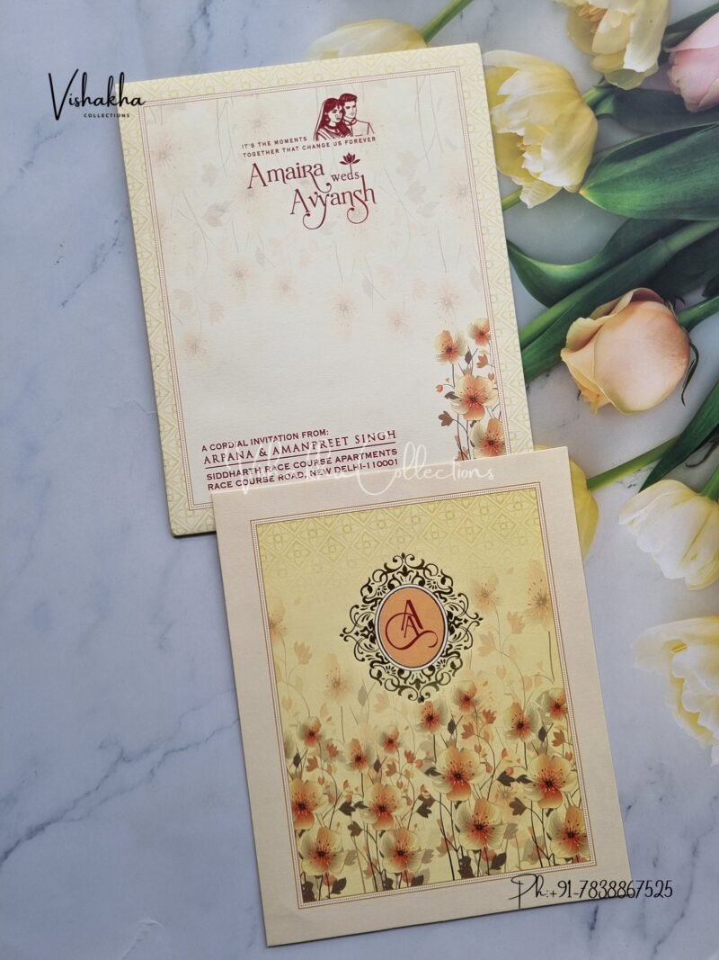 Flower Hindu Muslim Christian Sikh invitation Cards EJ-4220