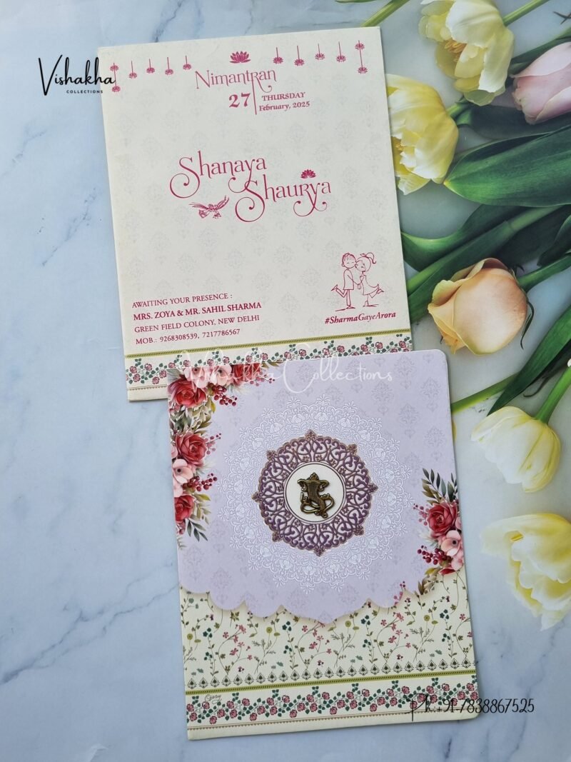 Flower Hindu invitation Cards ATS-9123