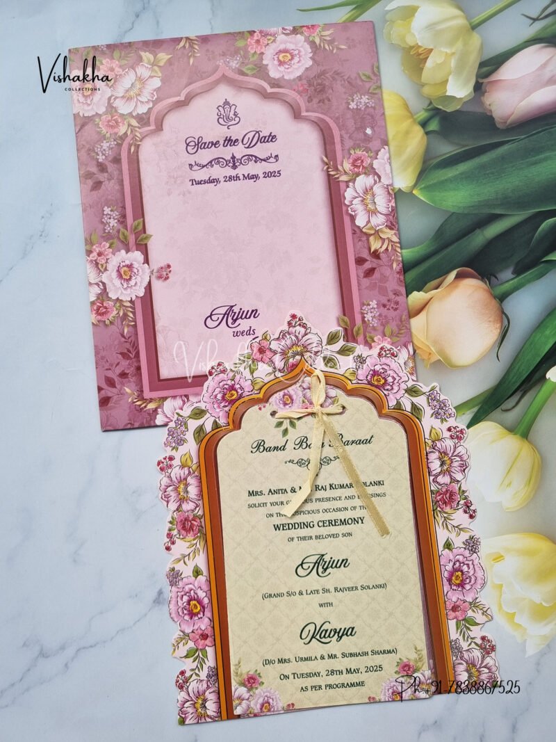 Flower Themed Hindu Wedding Muslim Wedding Christian Wedding Sikh Wedding invitation Cards - CR-5086