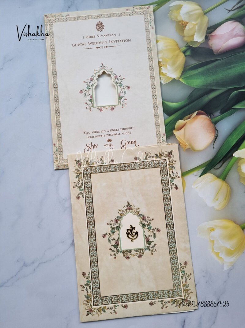 Flower Themed Hindu Wedding invitation Cards - CR-5034