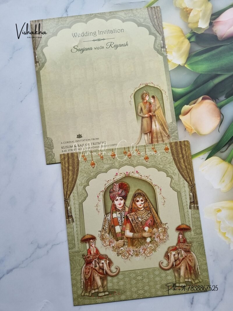 Hathi Dulah Dulhan Hindu invitation Cards EJ-4122