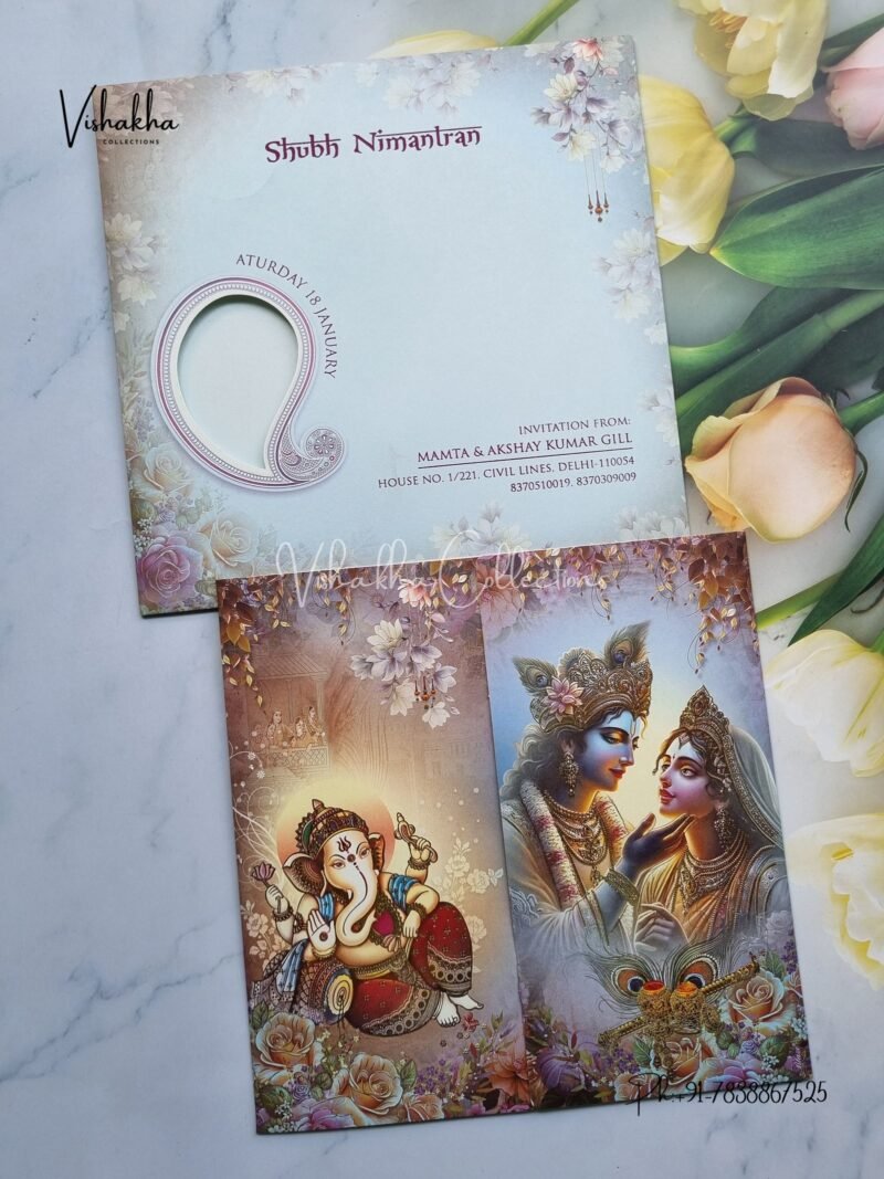 Radha Krishna Ganesh Ji Hindu invitation Cards EJ-4110