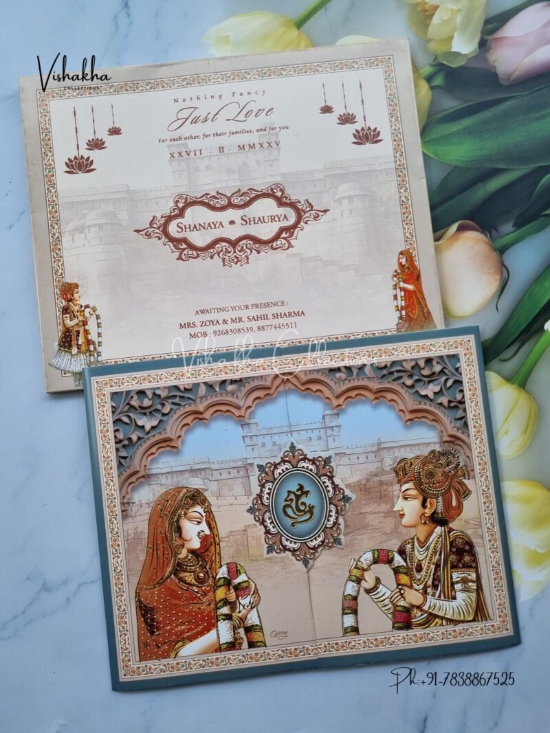 Semi Box Dulah Dulhan Double Door Hindu invitation Cards ATS-5121