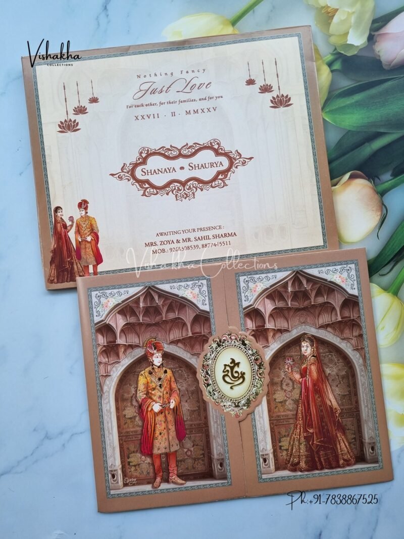 Semi Box Dulah Dulhan Double Door Hindu invitation Cards ATS-5122