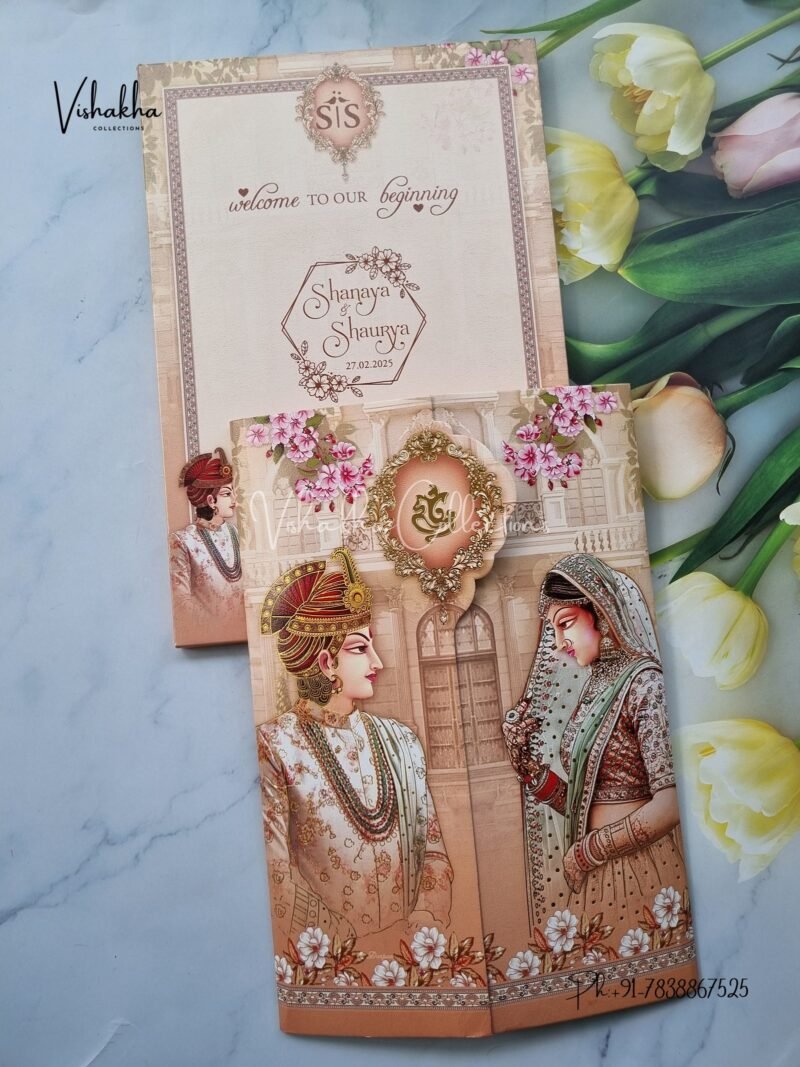 Semi Box Dulah Dulhan Double Door Hindu invitation Cards ATS-5139