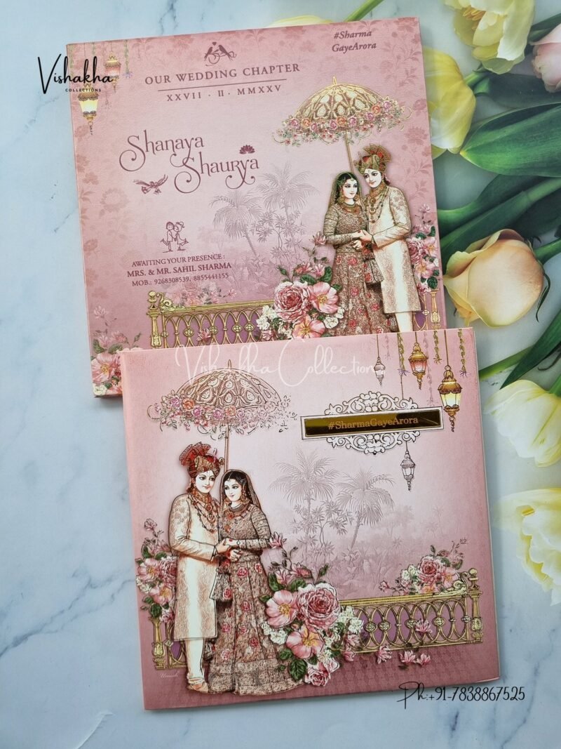 Semi Box Dulah Dulhan Hindu Padded invitation Cards ATS-P138