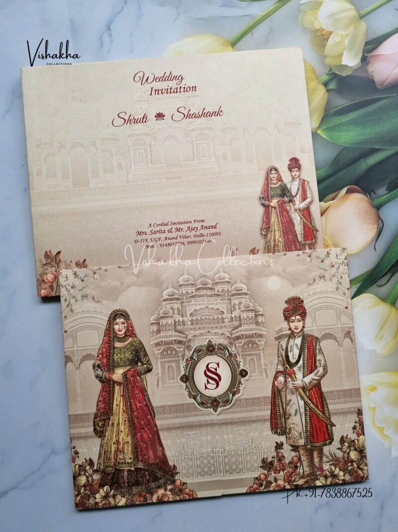 Semi Box Dulah Dulhan Hindu invitation Cards EJ-4070