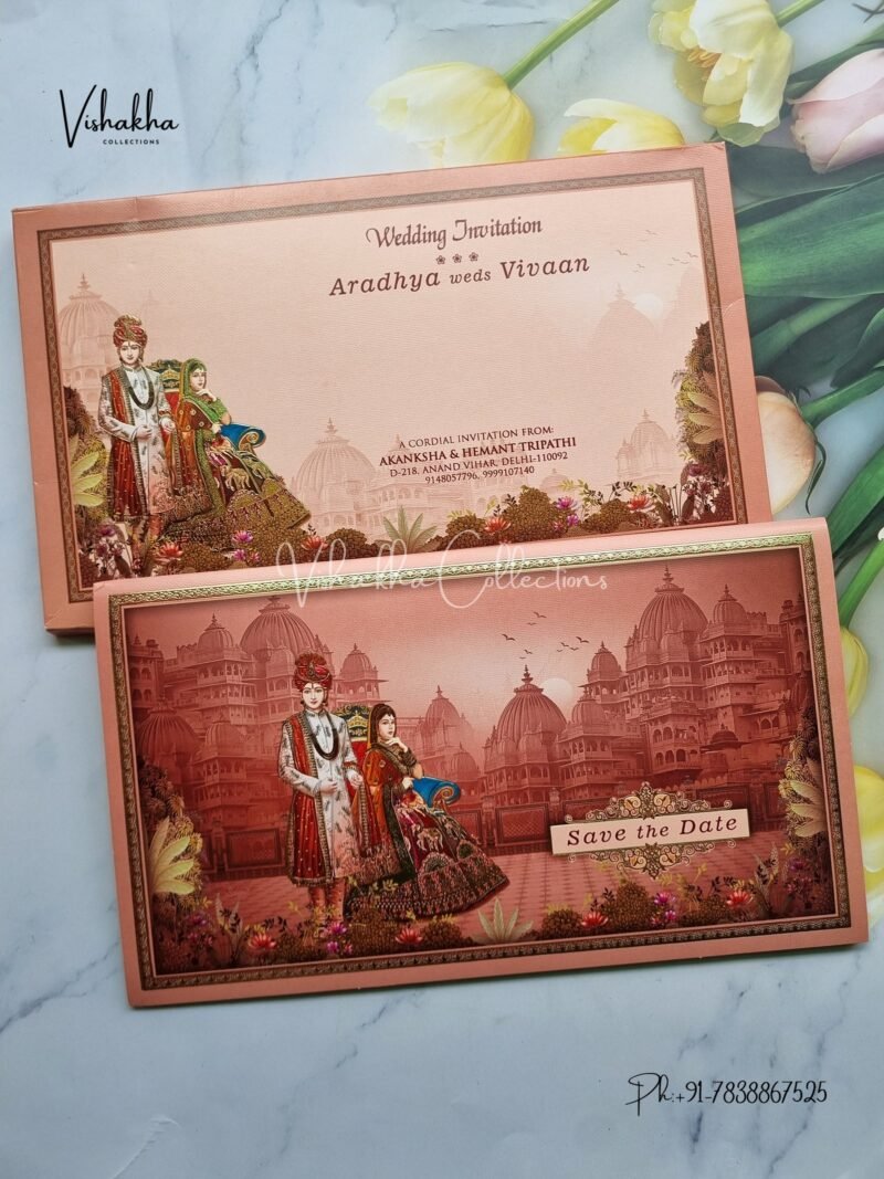 Semi Box Dulah Dulhan Hindu invitation Cards EJ-4075