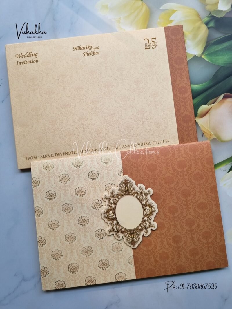 Semi Box Flower Hindu Muslim Christian Sikh invitation Cards EJ-4097