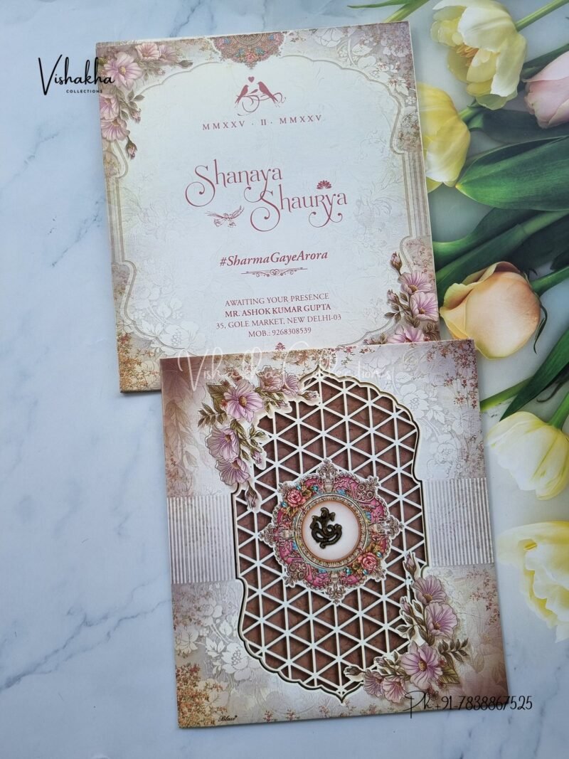 Semi Box Flower Hindu invitation Cards ATS-5108