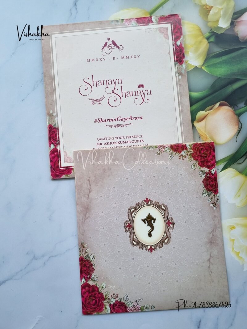 Semi Box Flower Hindu invitation Cards ATS-5118