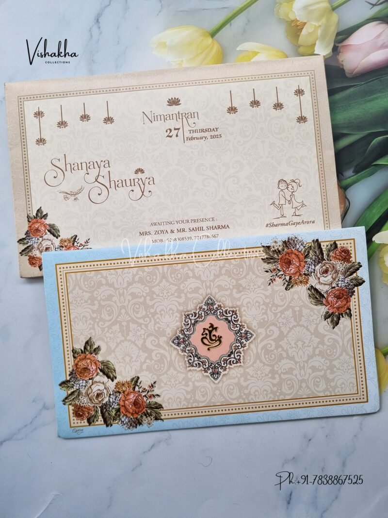 Semi Box Flower Hindu invitation Cards ATS-5124