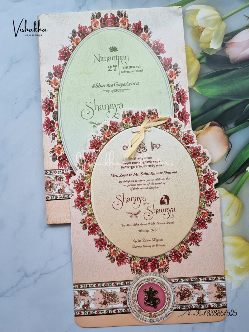 Semi Box Flower Hindu invitation Cards ATS-L4105