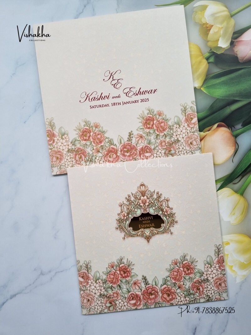 Semi Box Flower Themed Hindu Wedding Muslim Wedding Christian Wedding Sikh Wedding invitation Cards - LN-746