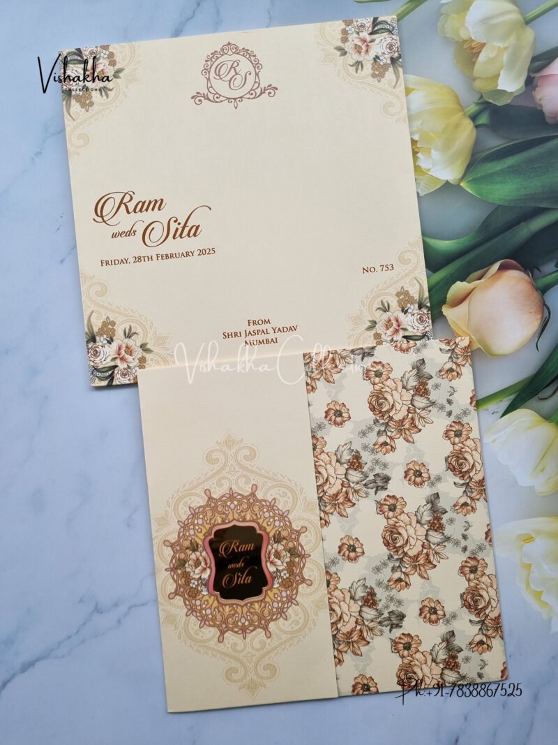 Semi Box Flower Themed Hindu Wedding Muslim Wedding Christian Wedding Sikh Wedding invitation Cards - LN-753