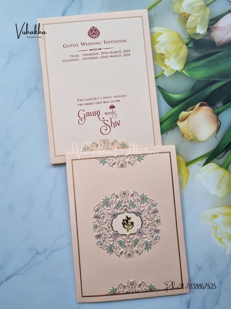 Semi Box Flower Themed Hindu Wedding invitation Cards - CR-1049