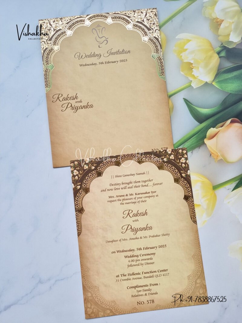 Single Insert Flower Themed Hindu Wedding Muslim Wedding Christian Wedding Sikh Wedding invitation Cards - LN-578