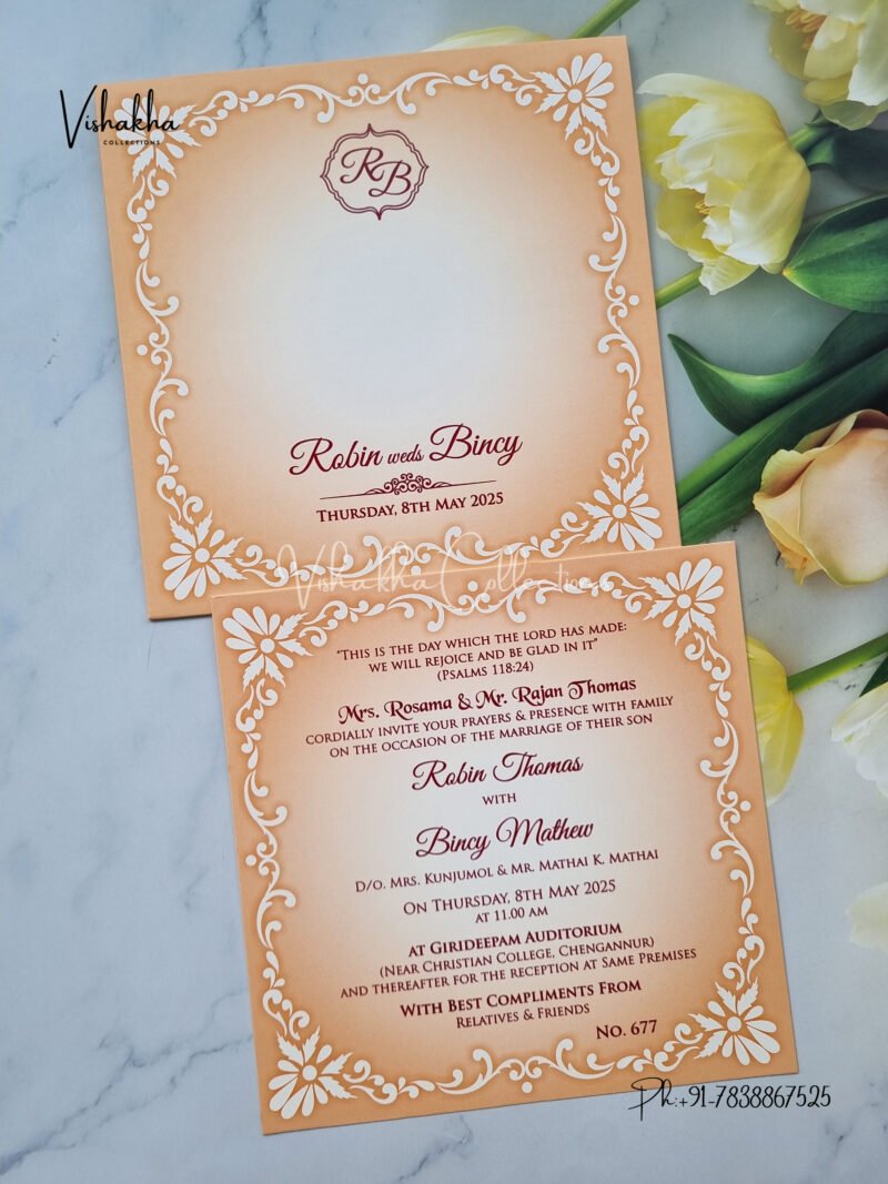 Single Insert Flower Themed Hindu Wedding Muslim Wedding Christian Wedding Sikh Wedding invitation Cards - LN-677