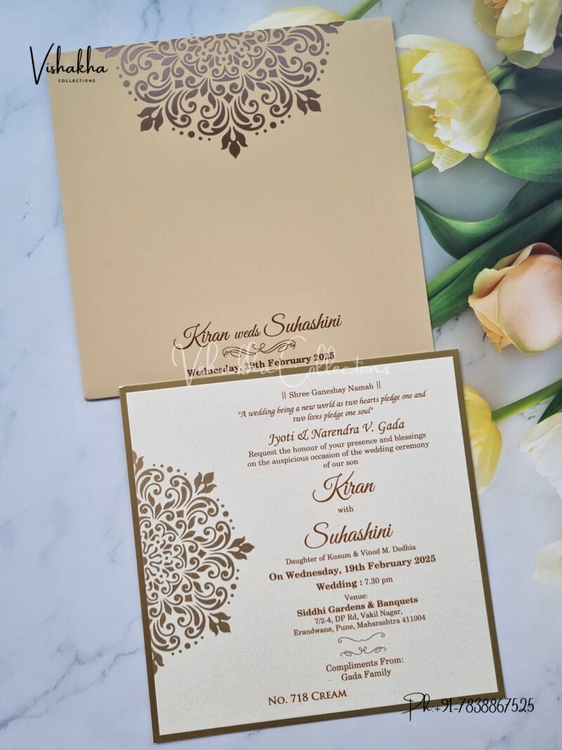 Single Insert Flower Themed Hindu Wedding Muslim Wedding Christian Wedding Sikh Wedding invitation Cards - LN-718