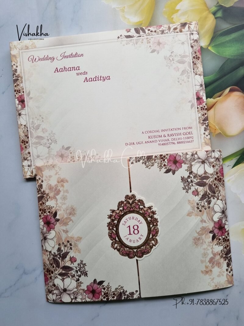 Unique Concept Semi Box Flower Hindu Muslim Christian Sikh invitation Cards EJ-4091