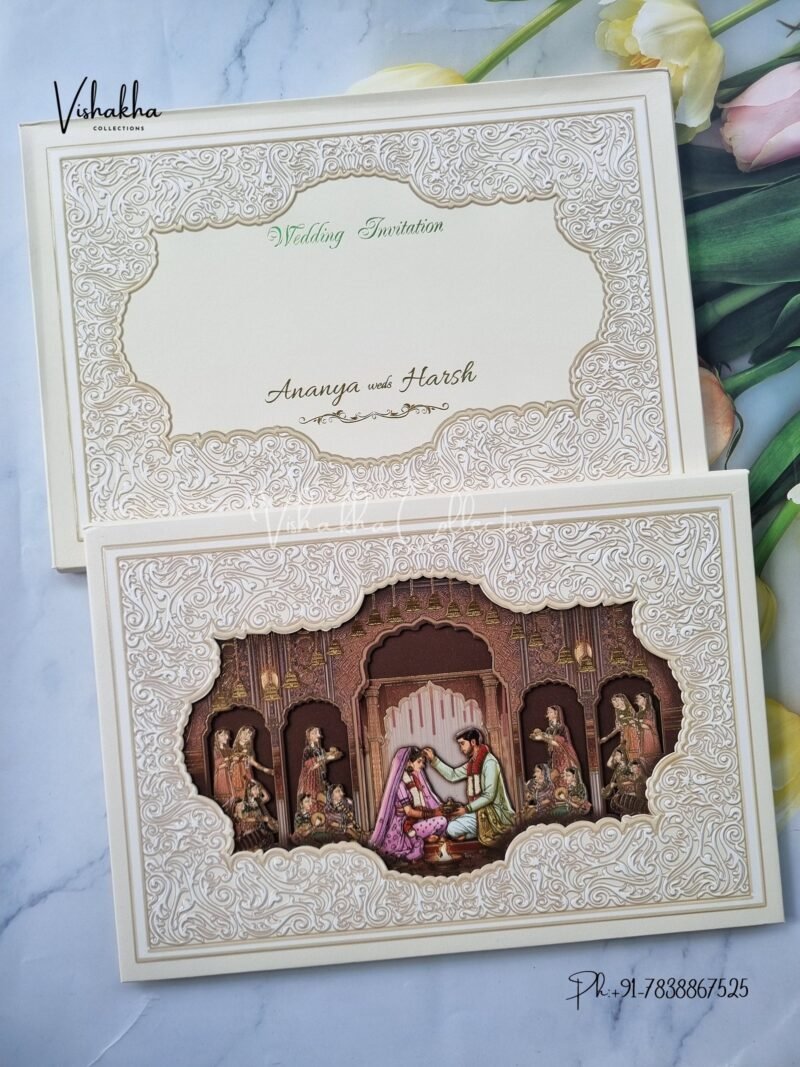 Dulah Dulhan Hindu Sikh Padded MDF Board Laser Cut invitation Cards EX-706