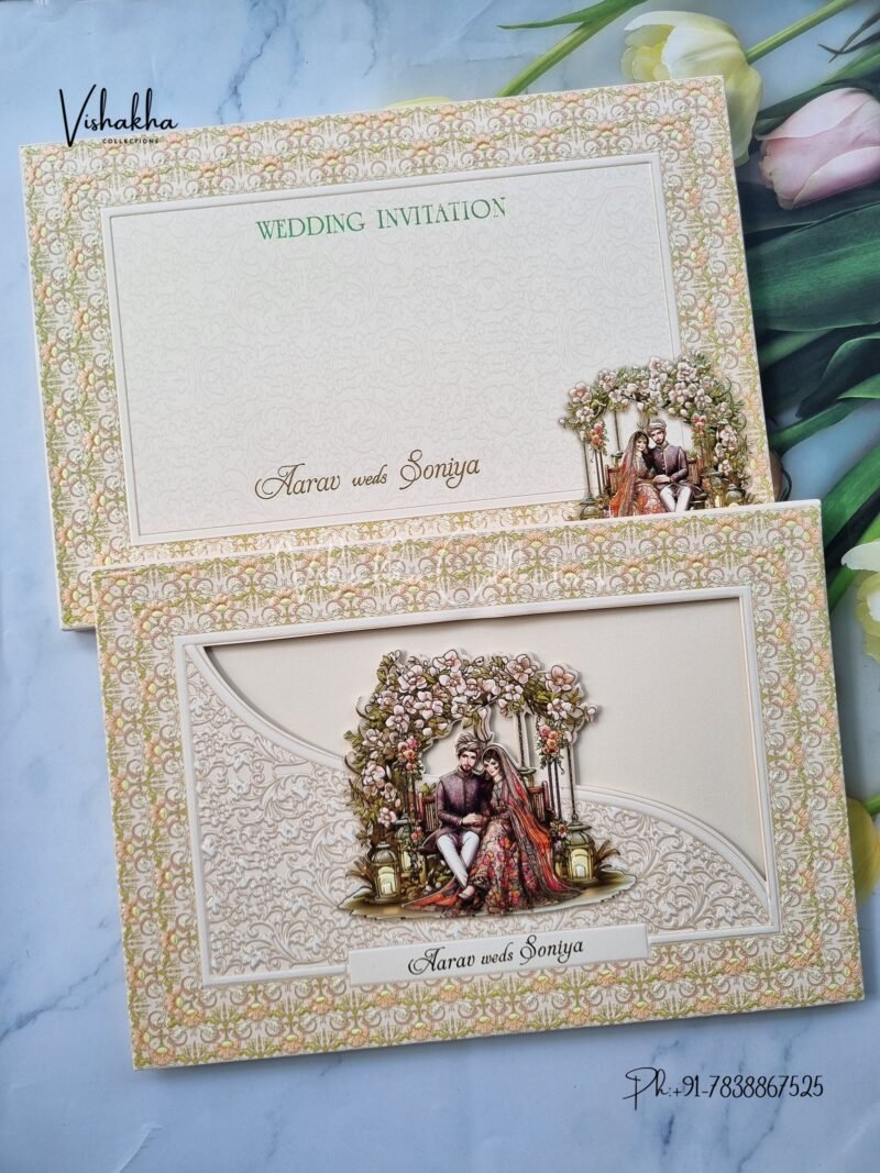 Dulah Dulhan Hindu Sikh Padded MDF Board Laser Cut invitation Cards EX-708