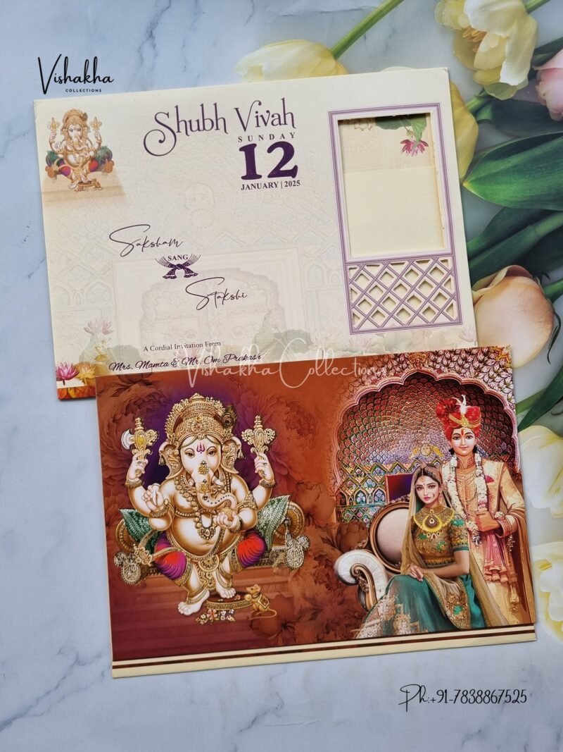 Ganesh Ji Dulah Dulhan Hindu invitation Cards NA-1124-118