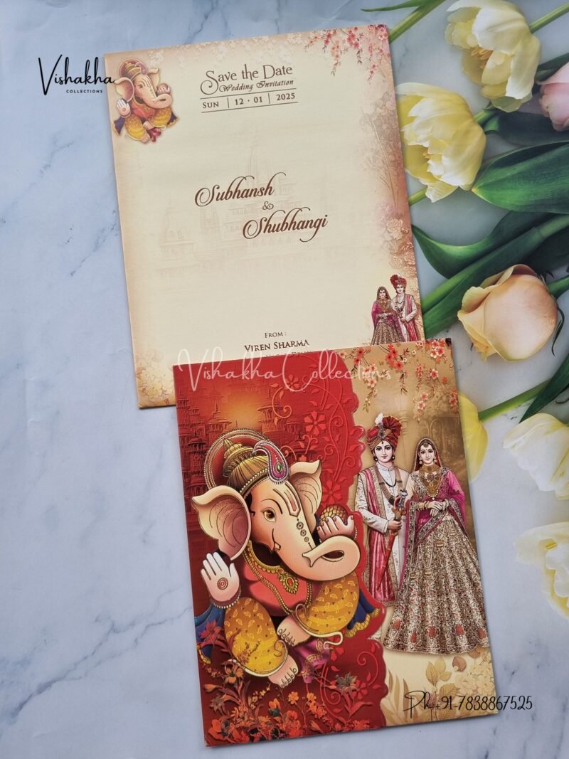 Ganesh Ji Dulah Dulhan Hindu invitation Cards NA-1124-69