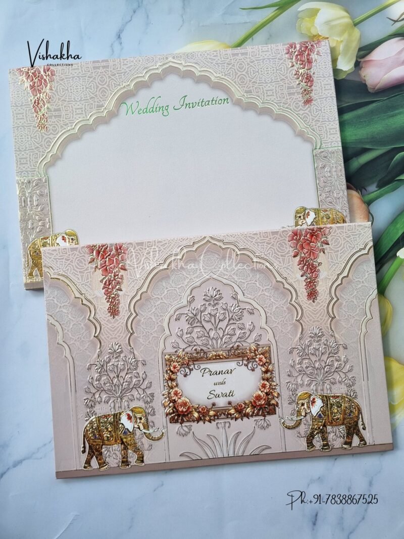 Hathi Hindu Padded invitation Cards WD-9042