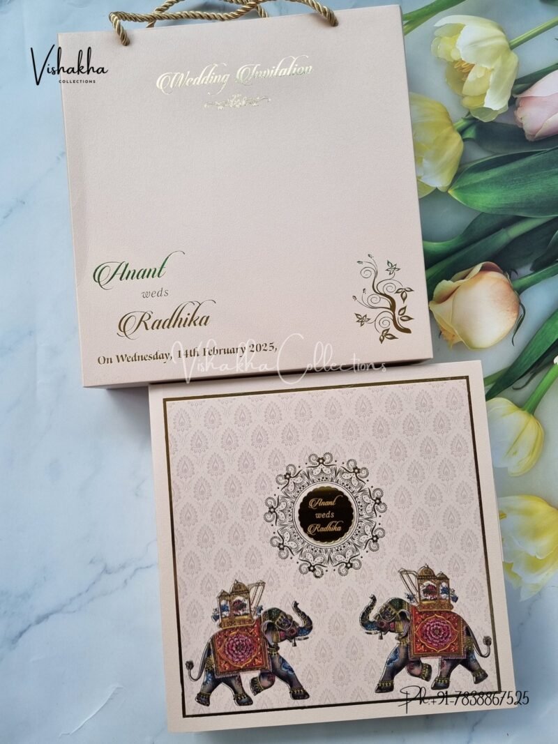 Hathi Hindu Sikh Exclusive Wedding Boxes invitation Cards SN-2743