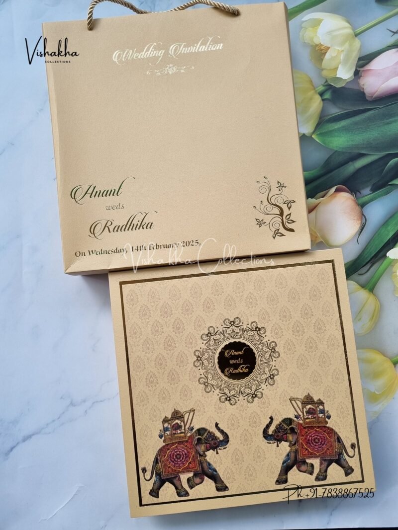 Hathi Hindu Sikh Exclusive Wedding Boxes invitation Cards SN-2744