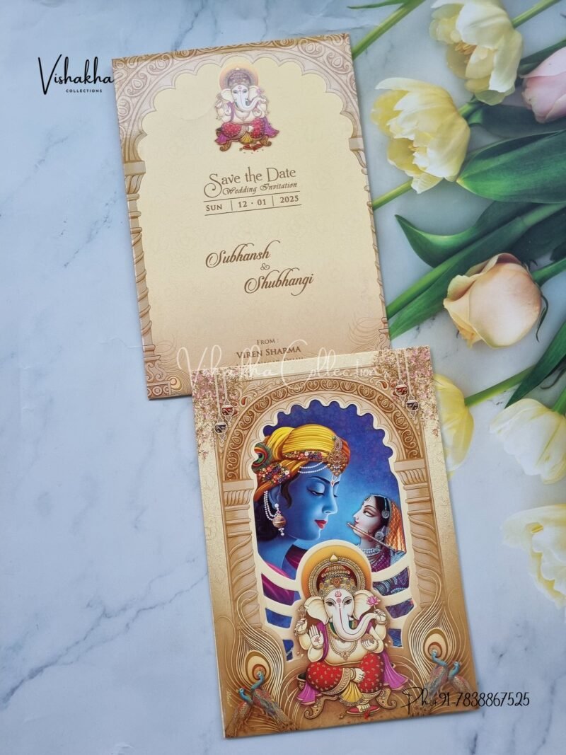 Radha Krishna Ganesh Ji Hindu invitation Cards NA-1124-06