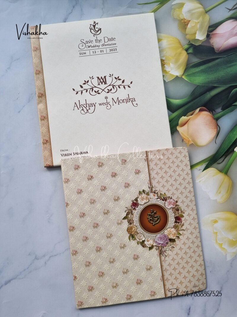 Semi Box Flower Double Door Hindu invitation Cards NA-1123-61