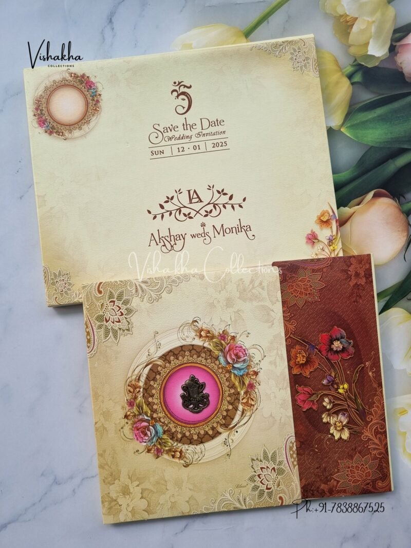 Semi Box Flower Double Door Hindu invitation Cards NA-1123-66