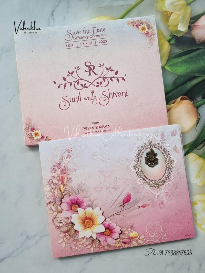 Semi Box Flower Double Door Hindu invitation Cards NA-1124-25