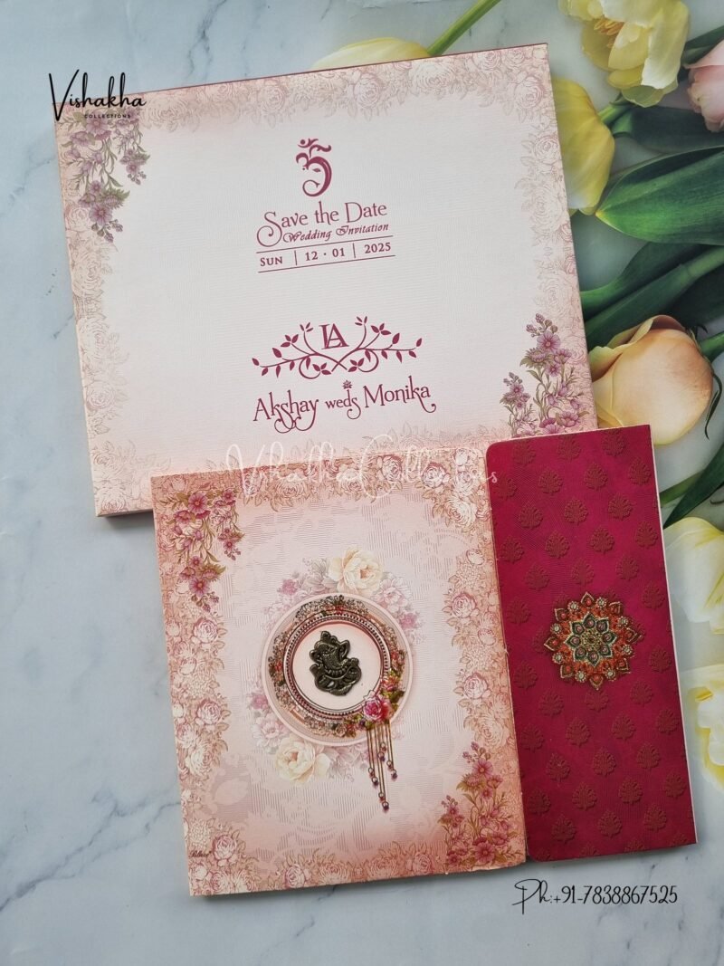 Semi Box Flower Double Door Hindu invitation Cards NA-1124-67