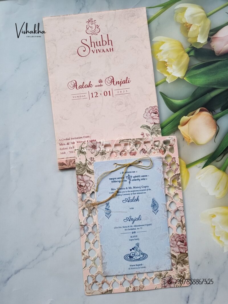 Semi Box Flower Hindu Muslim Christian Jain Sikh invitation Cards NA-1124-76