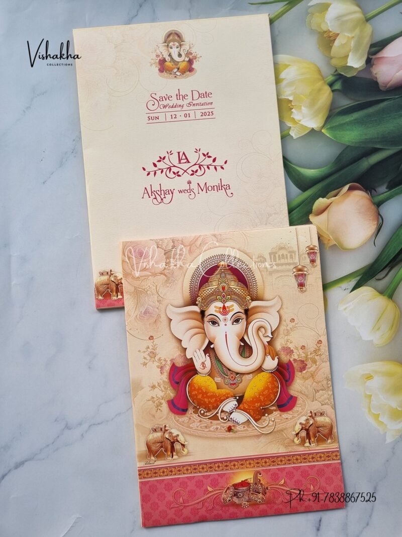 Semi Box Ganesh Ji Hindu invitation Cards NA-1123-70