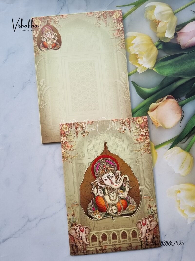 Unique Concept Semi Box Hathi Ganesh Ji Hindu invitation Cards NA-1124-48