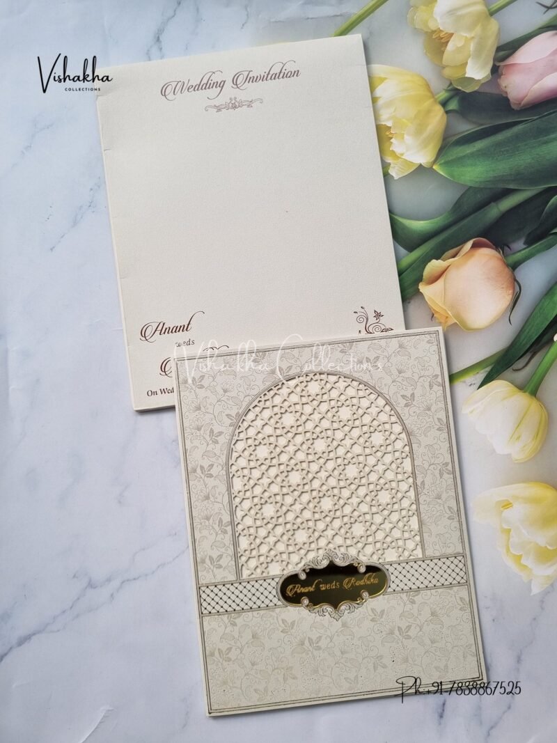 White And golden Hindu Muslim Christian Sikh Laser Cut invitation Cards SN-2651